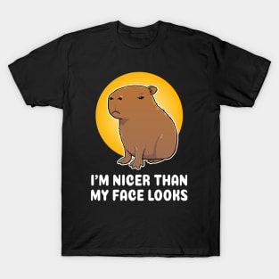 I'm nicer than my face looks Capybara Cartoon T-Shirt